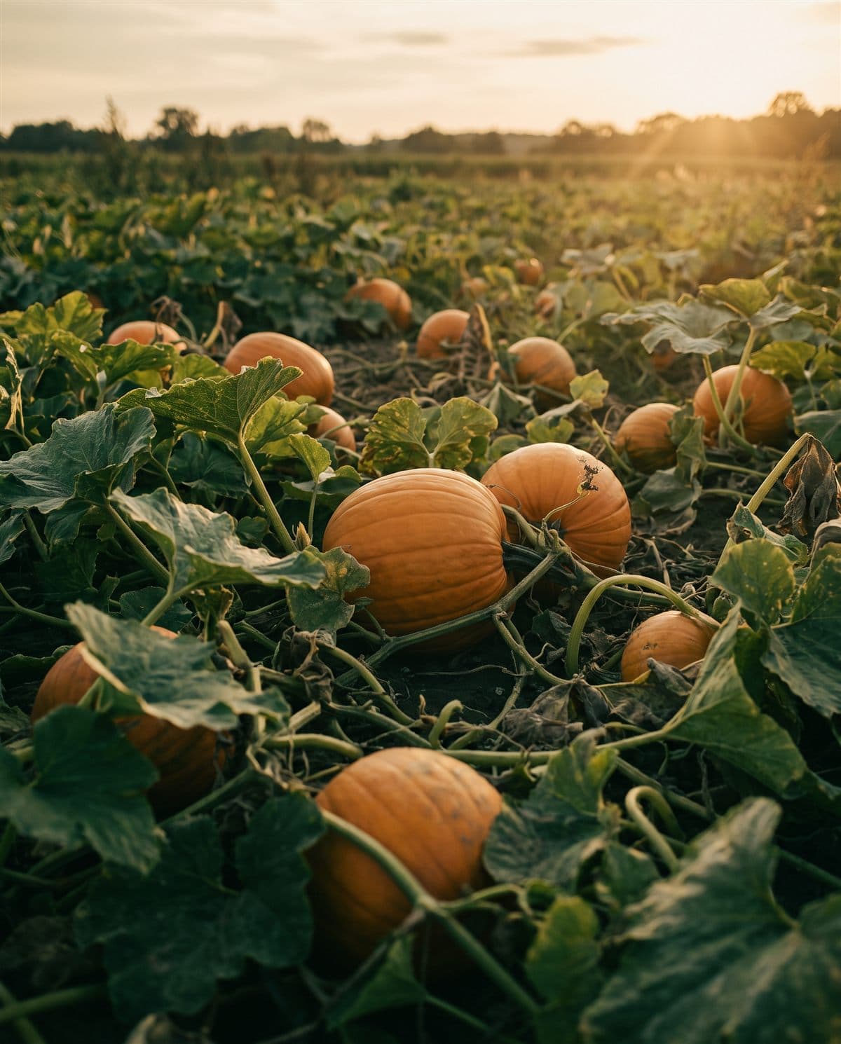 Calabazas maduras en el campo