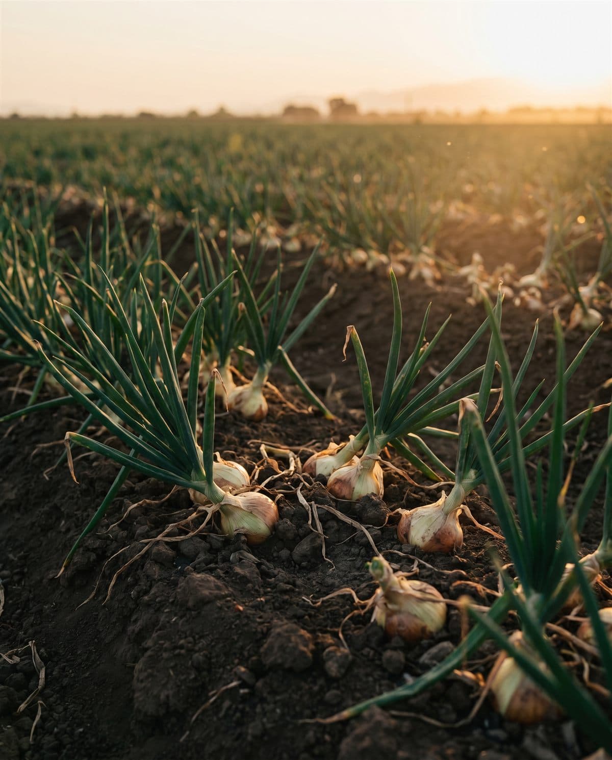 Cebollas en el campo