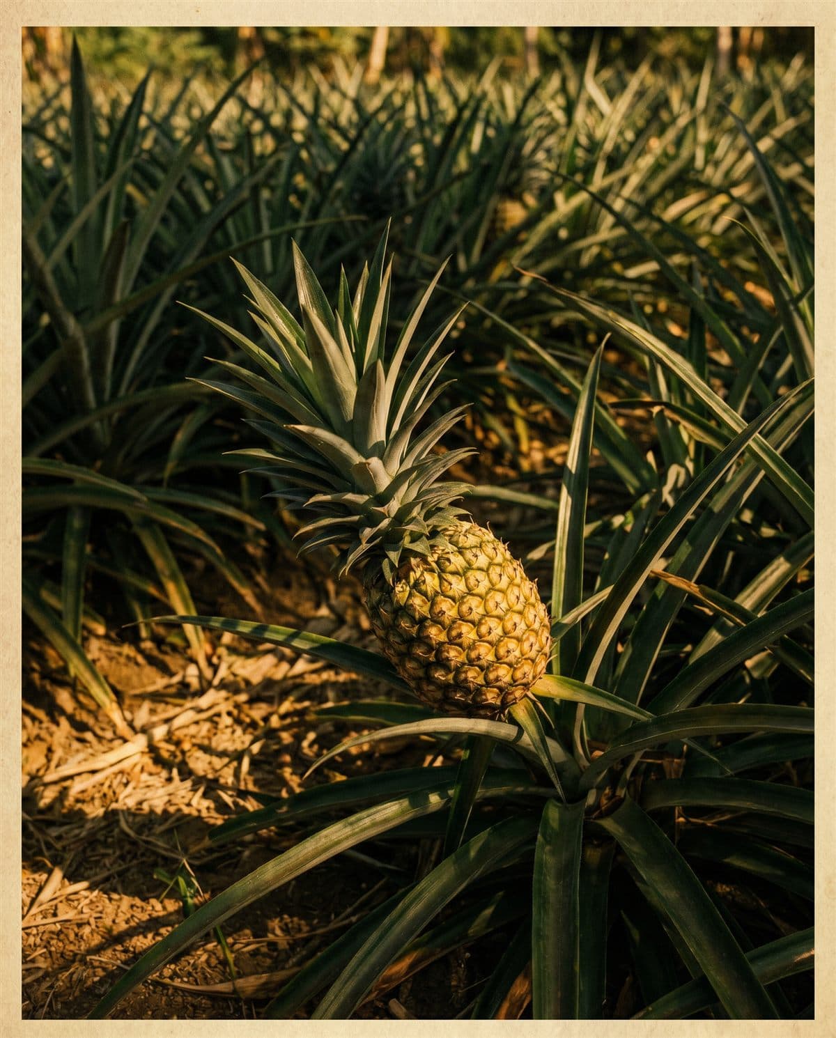Piña madura en la planta