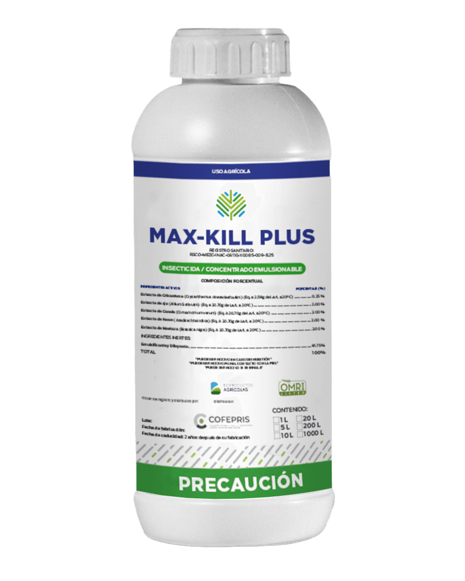 Max Kill Plus — Bioinsecticida concentrado Biotiza, envase 1 L