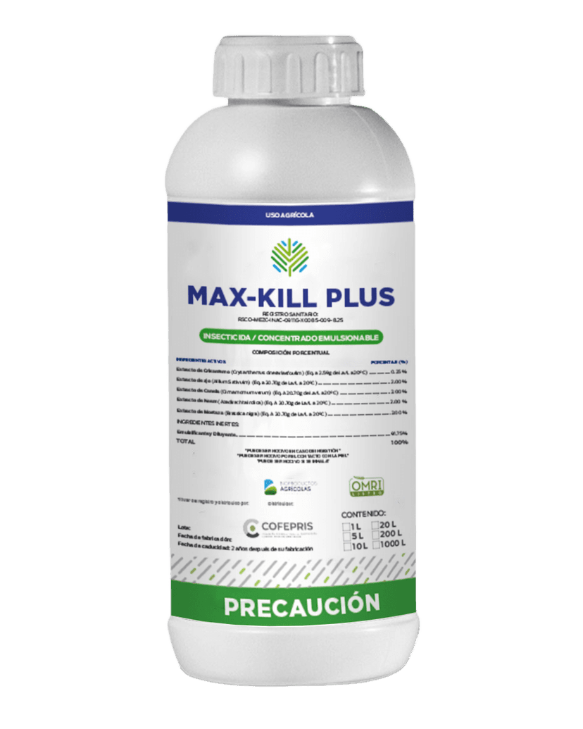Max Kill Plus — Bioinsecticida concentrado Biotiza, envase 1 L