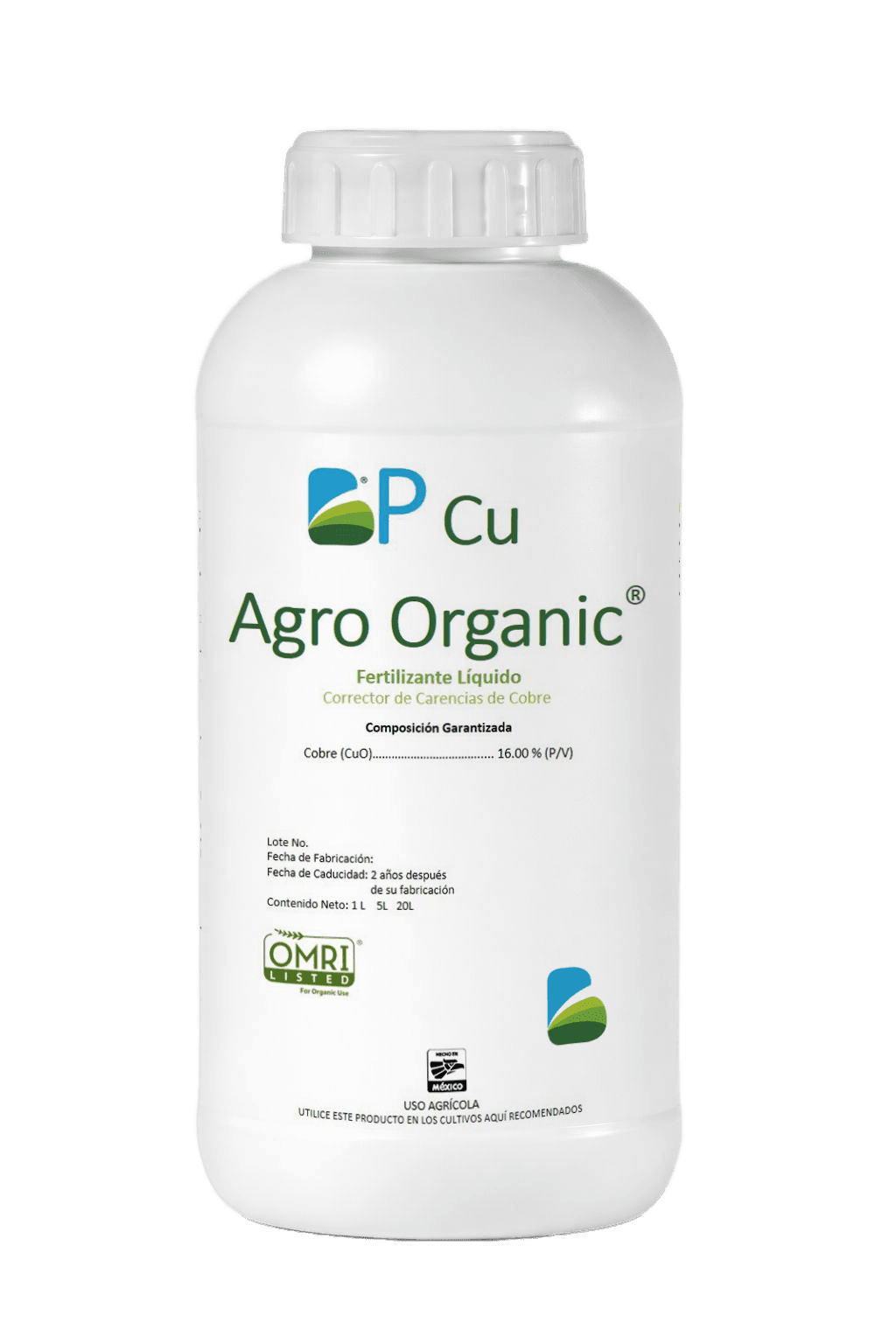 BP Cu Agro Organic — Cobre orgánico Biotiza, envase 1 L